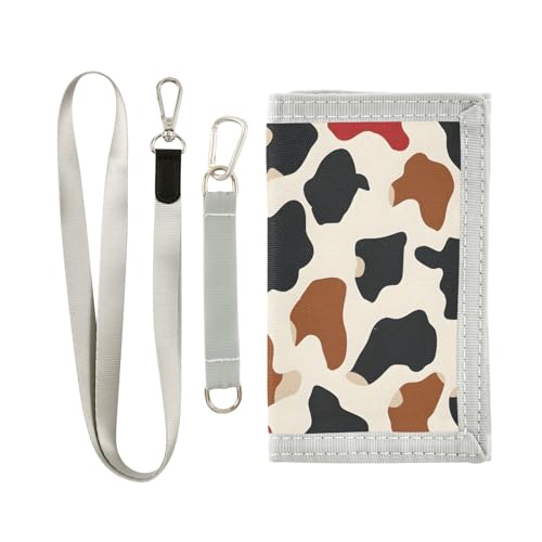 ALAZA Kids Wallets for Boys Girls Toddler Trifold Wallet Children Small Brown Black Red Cow Spots with Zipper Coin Pocket