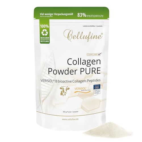 Cellufine Premium VERISOL Collagen Pulver 300 g Doypack Beauty Kollagen Pulver mit bioaktiven Collagen Peptiden I natürlich & ohne Konservierungsstoffe 120 Portionen mit sehr hoher Bioverfügbarkeit