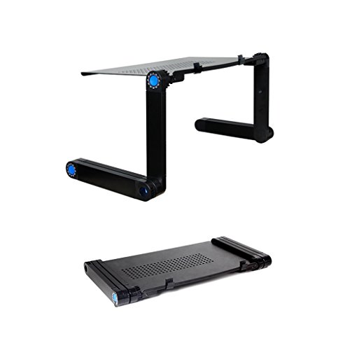 Tragbare Falten Aluminium Laptop, Tisch, Schreibtisch, voll Einstellbare Notebookhalterung Ergonomisch Frühstück Bett-Behälter-Buch-Halter for