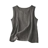 Canotta Lino Donna Estiva Camicette Senza Maniche Spalla Larga Taglia Grande Base Tank Top Canottiera Cotone Curvy Elegante Leggero Camicia Tunica Blusa Casual Palestra Sportiva Maglietta Tops