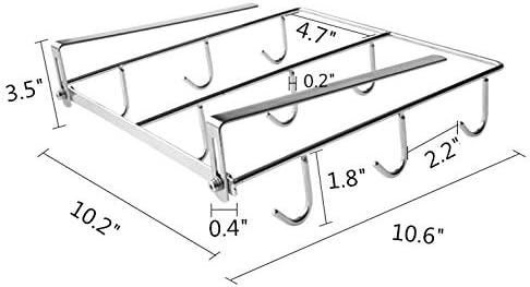 MAGPIE Coffee Mug Holder - 304 Stainless Steel ，Cup Rack Under Shelf ，Applicable Cabinet Adjustment Thickness 0.39 "-1.17" (9-Hooks) (Primary Color, 1 Piece)