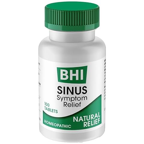 BHI Sinus Natural Congestion Relief 7 Targeted Homeopathic Active Ingredients Help Relieve Nasal Cold Symptoms, Pain, Pressure & Headache Extra Strength Support for Women & Men - 100 Tablets Cover