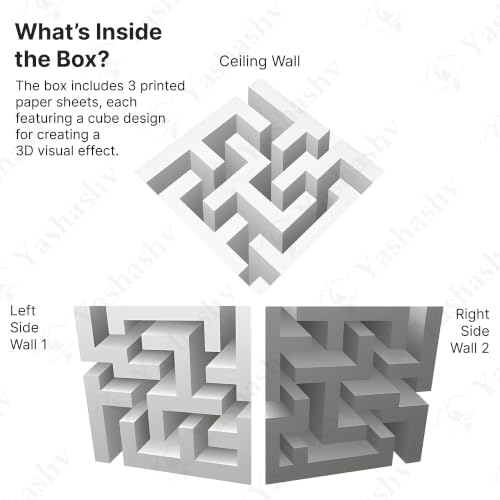 Image of 3D Cube Pixelated Box Illusion Wall Sticker for 90 Corner | Geometric Optical Illusion Wall Decal | Corner Wall & Ceiling Decor | Peel & Stick (MageCube - 18 X 18 Inch Large)
