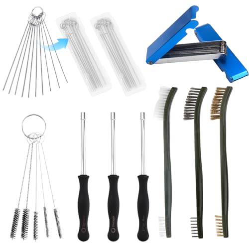 Image of Carburetor Cleaning Tool Kit, Torch Nozzle Tip Dirt Cleaner for Motorcycle ATV Welder Carb Chainsaw Orifices (46 Cleaning Wires & 3 Screwdriver & 5 Fine Brushes & 3 Double-Ended Brushes)
