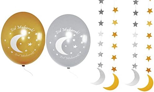 Eid Decorations Party Pack II Gold and Silver Moon