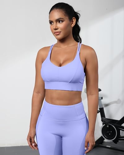 Image of Grace Form Sports Bra for Women Strappy Medium Support Push Up Padded Sports Bra for Running Workout Bra Yoga Bra