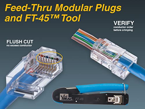 Plugs RJ-45 CAT6 Ideal 85-375 modulares de alimentación, tarjeta de 25 piezas 7