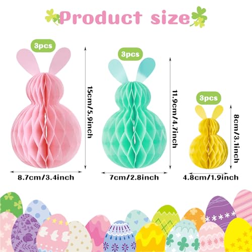 GWAWG 6 PCS Easter Bunny Decorations Rabbit Honeycomb Ball Pendant Decoration Honeycomb Paper Ball, Hanging Paper Ornaments Honeycomb Paper Ball, Spring Easter Decorations Set for Home Party - Image 2