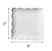 Jusalpha Set of 4- Square Embossed Lace Ceramic Plate-Dinner Plate-Tableware Set- Dish Set-4 Pieces (8 Inches, White) PL15- Square