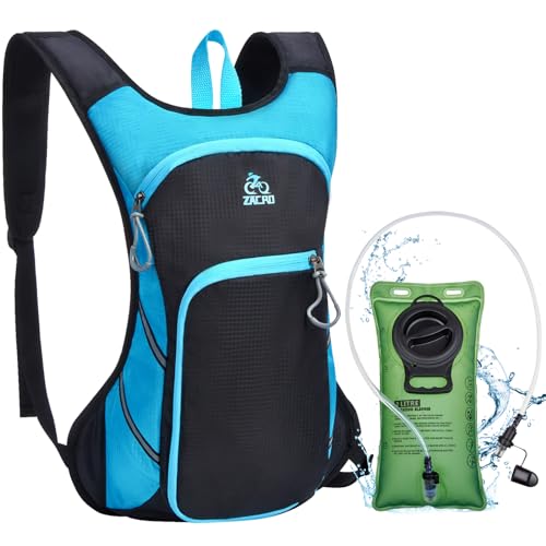 Zacro Mochila Hidratación con 2L de Bolsa de Agua - Mochila Bicicleta Montaña para Hombres y Mujeres, 12.5L Mochila Agua Ciclismo MTB con 2L Water Bladder sin BPA, para Senderismo, Carrera, Ciclismo