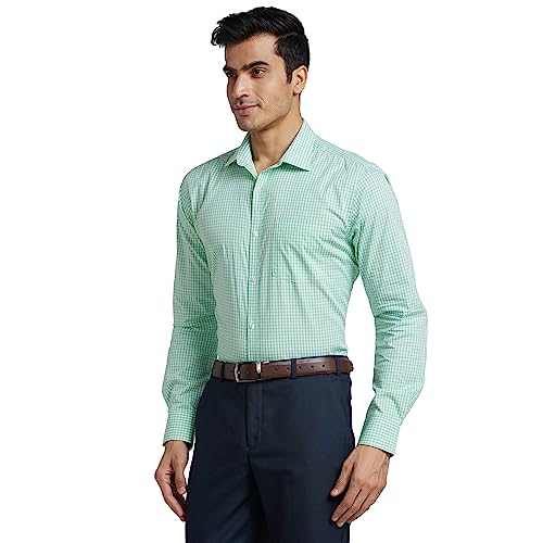 Image of Park Avenue Men Cotton Checkered Slim Fit Shirt