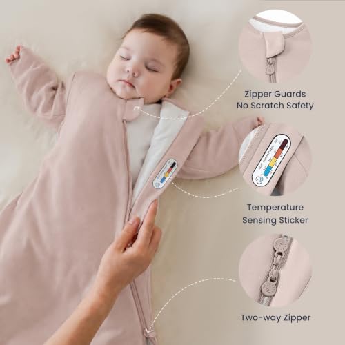 Image of Unisex Sleeping Bag for Babies and Toddlers 1.0 Tog Sleep Sack 6-18 Months, Newborn Sleep Sack, Wearable Blanket Baby, One Piece Long Sleeves, Gifts for Baby