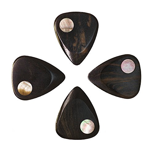 Médiators pour guitare Planet Tones Black Mother of Pearl pour ne plus glisser - Pack de 4