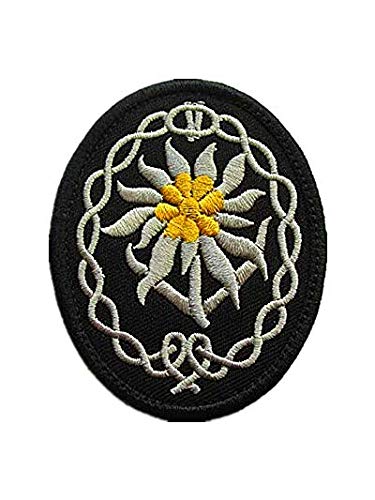 WW2 German Mountain Division Elite Officer Edelweiss Military Hook Loop Tactics Morale Embroidered Patch