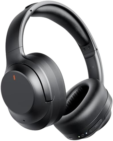 Active Noise Cancelling Headphones, Upgraded Wireless Bluetooth Headphones Over Ear with ENC Mic, HiFi Stereo Deep Bass, Noise Canceling Headphones Lightweight, BT 5.4, for Travel/Office/Home, Black
