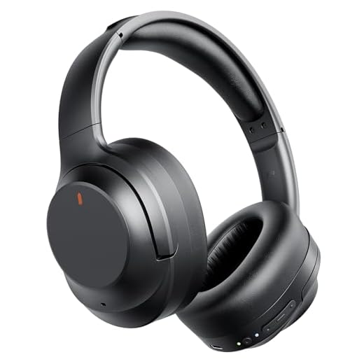 Active Noise Cancelling Headphones, Upgraded Wireless Bluetooth Headphones Over Ear with ENC Mic, HiFi Stereo Deep Bass, Noise Canceling Headphones Lightweight, BT 5.4, for Travel/Office/Home, Black
