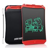 NEWYES Robot Pad 8.5 Inch LCD Writing Tablet Electronic Writing Pads Drawing Board Gifts for Kids Office Blackboard with Lock Function (Red+Case+Lanyard)