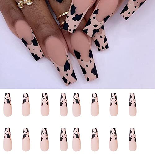 24 pièces/ensemble 3D fleur artificielle couverture complète presse sur court long acrylique faux ongles conseils ensemble avec colle à ongles cercueil faux ongles Art conseils pour femmes filles Cover
