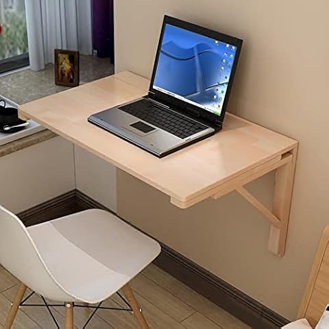 TRGCJGH Wall Mounted Folding Desks,Drop Leaf Dining Table Small Wooden Desk,Foldable Workbench,for Office Home Kitchen,Solidwood-80 * 50cm/31 * 20in Cover