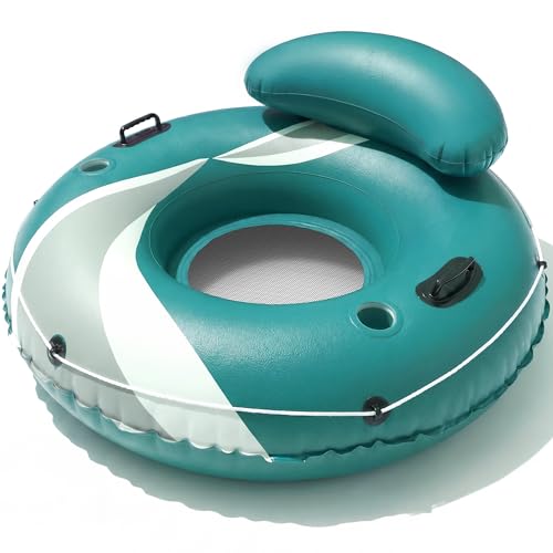 River Tube for Adults, Tube for River Floating, Heavy Duty River Tube for Beach Lake Rafting, River Floats with Mesh Bottom, Puncture-Resistant, Breathable & Fun for Adults, CQ08GN-48''