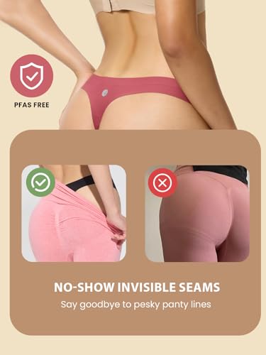 Image of Seamless Thong Period Underwear for Women Teens Light Flow Moisture Wicking Side Leak Prevention Panties 3 Pack