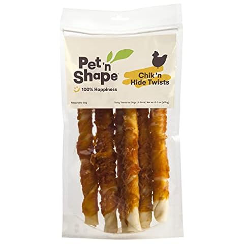 Pet 'n Shape Chik 'n Hide Twist - Chicken Wrapped Rawhide Natural Dog Treats, Large, 6 Count Cover