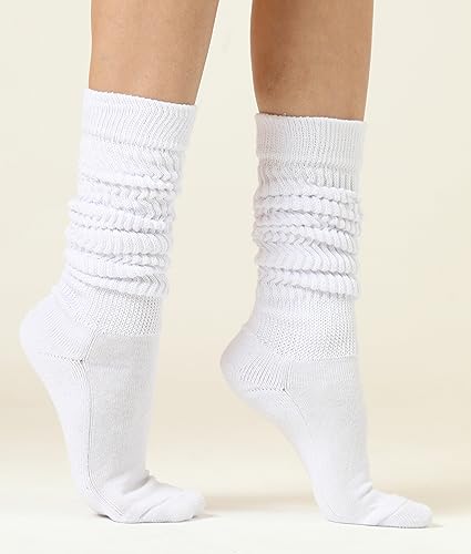 AWS/American Made 1 Pair Women’s Knee High Scrunch Slouch Socks Soft Cotton Warm and Cozy Shoe Size 5 to 104
