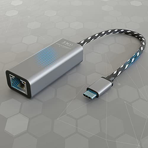 KabelDirekt – USB C Ethernet Adapter mit bruchfestem Vollmetall-Gehäuse (USB-C-Stecker auf RJ45 LAN-Buchse, stabiles Netzwerk/Internet für Notebook/Macbook/Tablet mit 1 Gigabit/s, 10 cm Kabel)