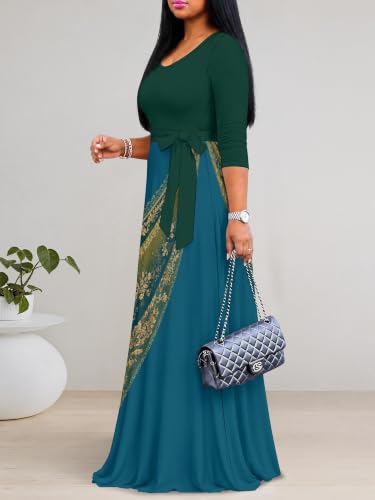 Image of Women's 3 /4 Sleeve Maxi Dress with Pockets