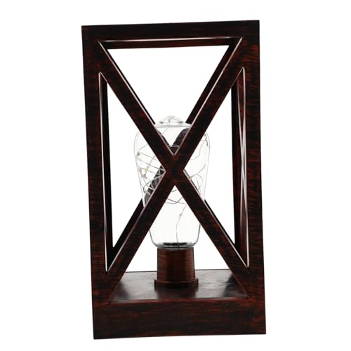 Cabilock 1pc Wooden Ornament Lamp Living Room Wind Lantern Simple Wind Light Festival Tabletop Adornment Geometric Ornament Wooden Wind Lamp Creative Wind Lamp Wooden Plastic Wind Lamp