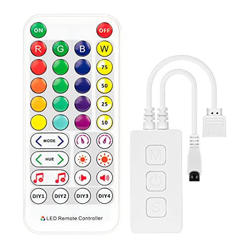 BTF-LIGHTING RGB LED Strip Music Controller SP613E Bluetooth APP Built-in Mic Group Control for 4 pin + R G B LED Module Strip Light Triple Control APP /3 Keys Button/IR Remote DC5V/12V/24V