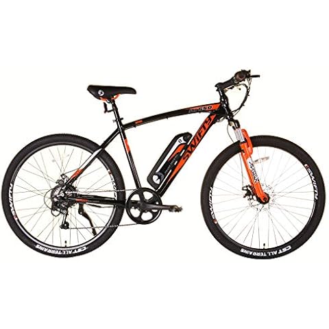 Swifty Electric Mountain Bike, 27.5 Inches, Black/Orange Cover