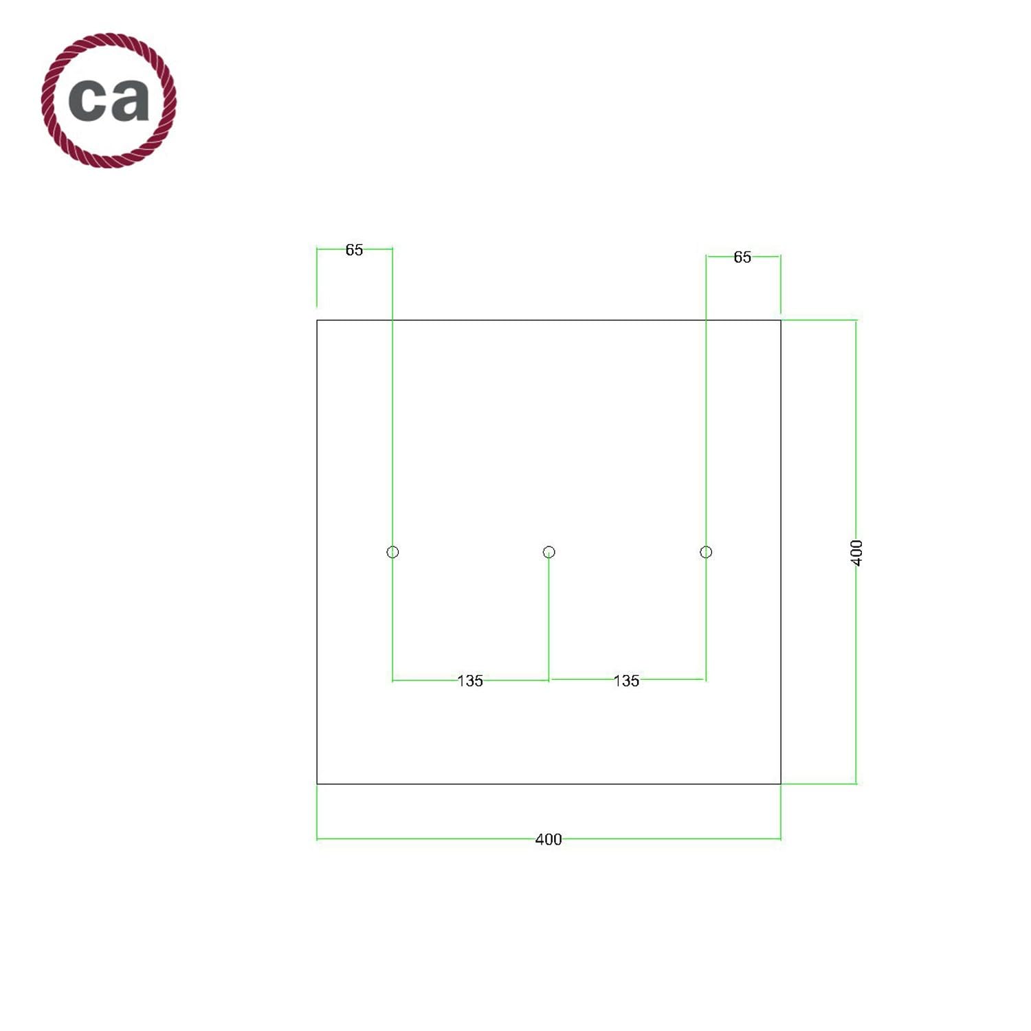 creative cables rosone lampadario soffitto Rose-One quadrato – (Rosone diametro 300 mm, lato pannello 400 mm, 3+4 fori, grafica Pop-Corn) – Sistema brevettato – Include serracavi e tappi
