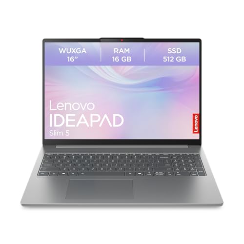 Lenovo IdeaPad Slim 5 Laptop | Copilot+ PC | 16' WUXGA Display | AMD Ryzen AI 5 330 | 512GB SSD | 16GB RAM | AMD Radeon Grafik | QWERTZ | Beleuchtet | Windows 11 | Luna Grau | 3 Monate Premium Care