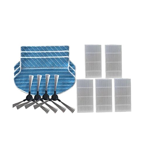 Meijunter 3*Chiffon de Nettoyage Pads+4*Brosse latérale+5*Hepa Filtre pour Proscenic Aspirateur Suzuka,780T,780TS,Jazz,Kaka,Polar,Bear,Alpaca,Snow,Leopard,Swan,790T Remplacement Kit Cover