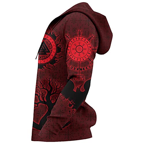 Veste à capuche viking zippé manches longues imprimé 3D avec fermeture éclair