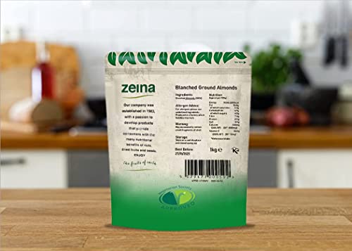 Zeina Blanched Ground Almonds (1Kg) - Almond Flour Naturally Contains Iron, Protein and Fibre for Healthy Cooking, Baking, Smoothies, Paleo and Keto Diets - Gluten-Free and Vegan Approved - 8