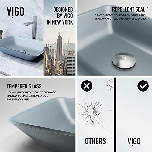 Vigo VG07116_CA 18''D X 18''W X 4''H Glass Rectangular Vessel Bathroom Sink In Metallic thumb #4
