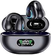 Open Ear Clip Wireless Earbuds Bluetooth 5.3, Sports Earphones Built-in Microphone with Earhooks ...