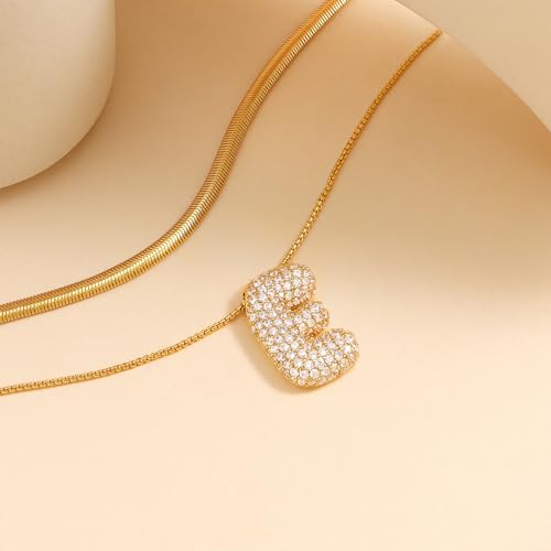 Lcherry Letter Necklace Gold Plated Initial Necklaces for Women Trendy Chunky CZ Balloon Charm Necklace Gifts for Women3