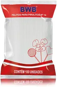 Palitos para Pirulito Médio Branco 14cm – 100 Unidades