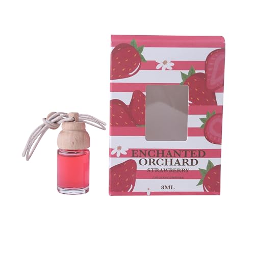 Image of MINISO Car Perfume Hanging Car Air Freshener Essential Oil in Glass Bottle Car Accessories, 8ML Strawberry