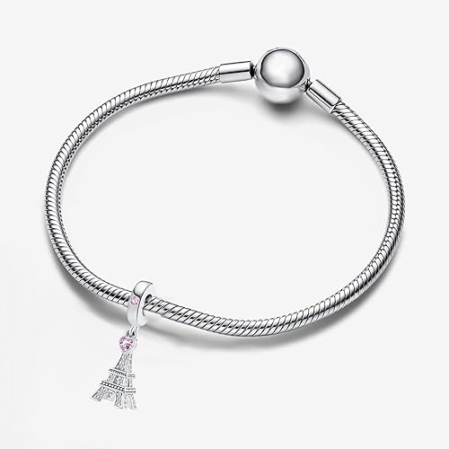 NanMuc Vacation Paris Eiffel Tower Charm for Pandora Bracelet Pink Crystal Love Travel Bead Jewelry for Mom Grandma Holiday3