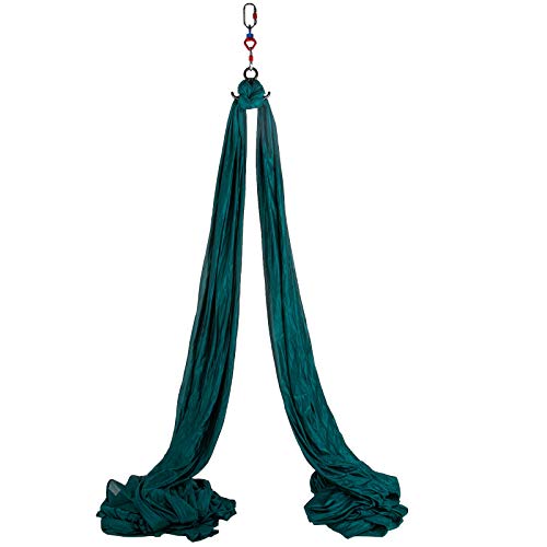 VEVOR Hamac de Yoga Aérien 10x2,8 m Kit Balançoire de Yoga Inversion Danse Aérienne en Soie Polyester Anti-gravité d'air avec Descendeur en Forme 8, Chaîne Daisy Crochet de Plafond Vert Foncé