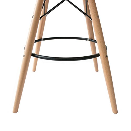 2Xhome - 25" White Mid Century Modern Plastic Side Armless No Arms Dsw Molded Shell Bar Stool Stools With Back Counter Height High Chairs Counter Wooden Wood Natural Eiffel Dowel Kitchen #TOP6