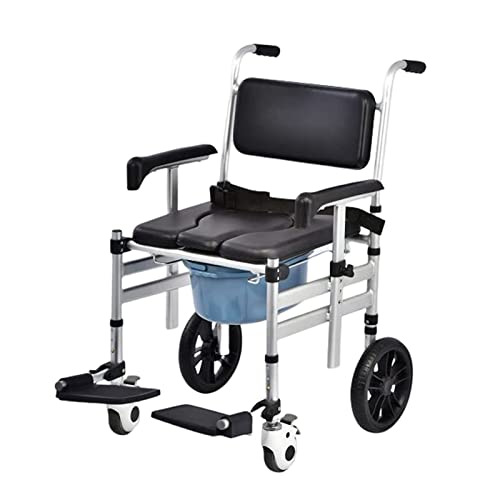 Silla Baño Plegable con Ruedas,Silla Ruedas Inodoro con Orinal,Sillas Ducha Portátil Multifuncional for Personas Mayores con Respaldo y Apoyabrazos,Pedal Plegable para Discapacitadas,Embarazad