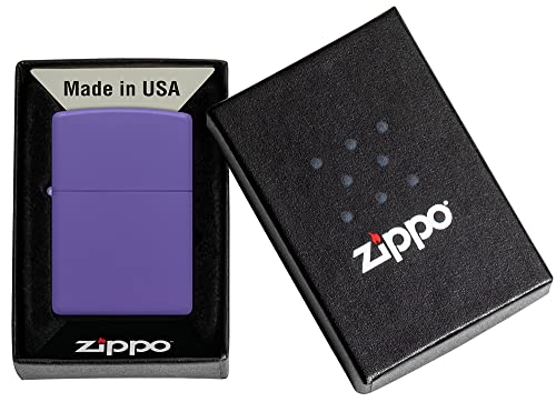 Zippo Zapalniczka Sztormowa, Fioletowa Mata z Grawerunkiem Płomienia z Boku, Możliwość Ponownego Użytku, Odporna na Wiatr Konstrukcja, Pudełko Prezentowe, Wyprodukowana w USA, Amazon Exclusive