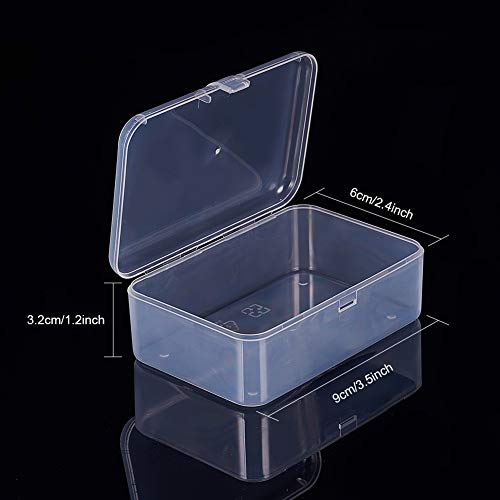 Image of BENECREAT 27 Pack Mixed Size Rectangle Mini Clear Plastic Bead Storage Containers Box Case with lid for Items,Pills,Herbs,Tiny Bead,Jewerlry Findings, and Other Small Items