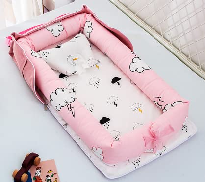 Youlvy Nido para tumbona para bebé, 100% algodón transpirable co cama para bebé en la cama, bolsa portátil para recién nacido con espacio extendido