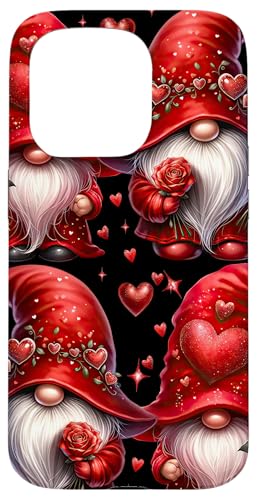 Unique Valentines Gnome Graphic For Women Floral Rose Heart Custodia per iPhone 15 Pro